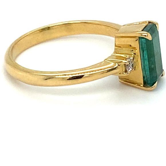 Panjshir Emerald 1.47ct Diamonds 18K Gold Ring - Picture 4 of 7